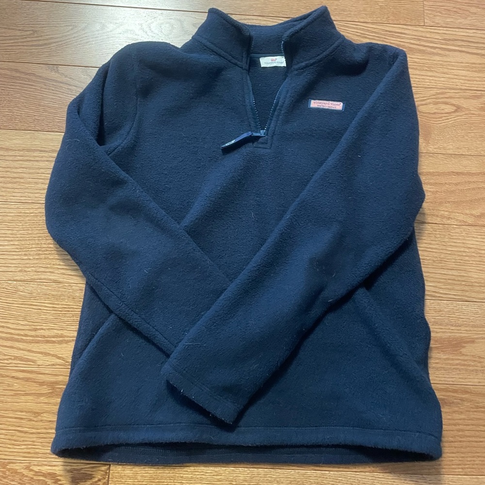 Navy Fleece Vineyard Vines Quarter Zip Pullover (Kids)